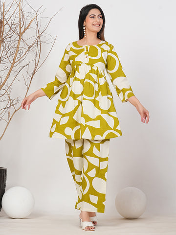 Ruii Fashion - Vibrant Olive Geometric Set