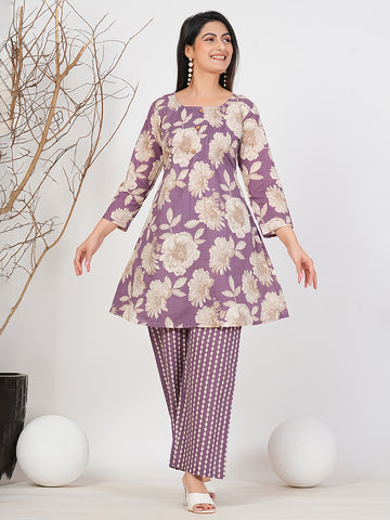 Elegant Lavender Floral Co-ord Set by Ruii Fashions – Effortless Grace for Every Occasion