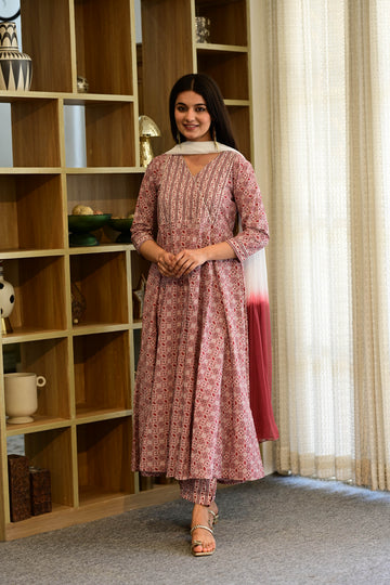 Vintage Vine Anarkali Suit Set