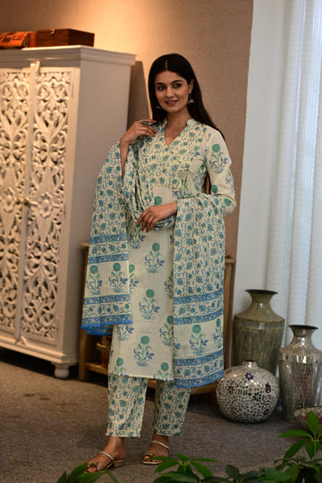 Elegant Printed Cotton Suit Set