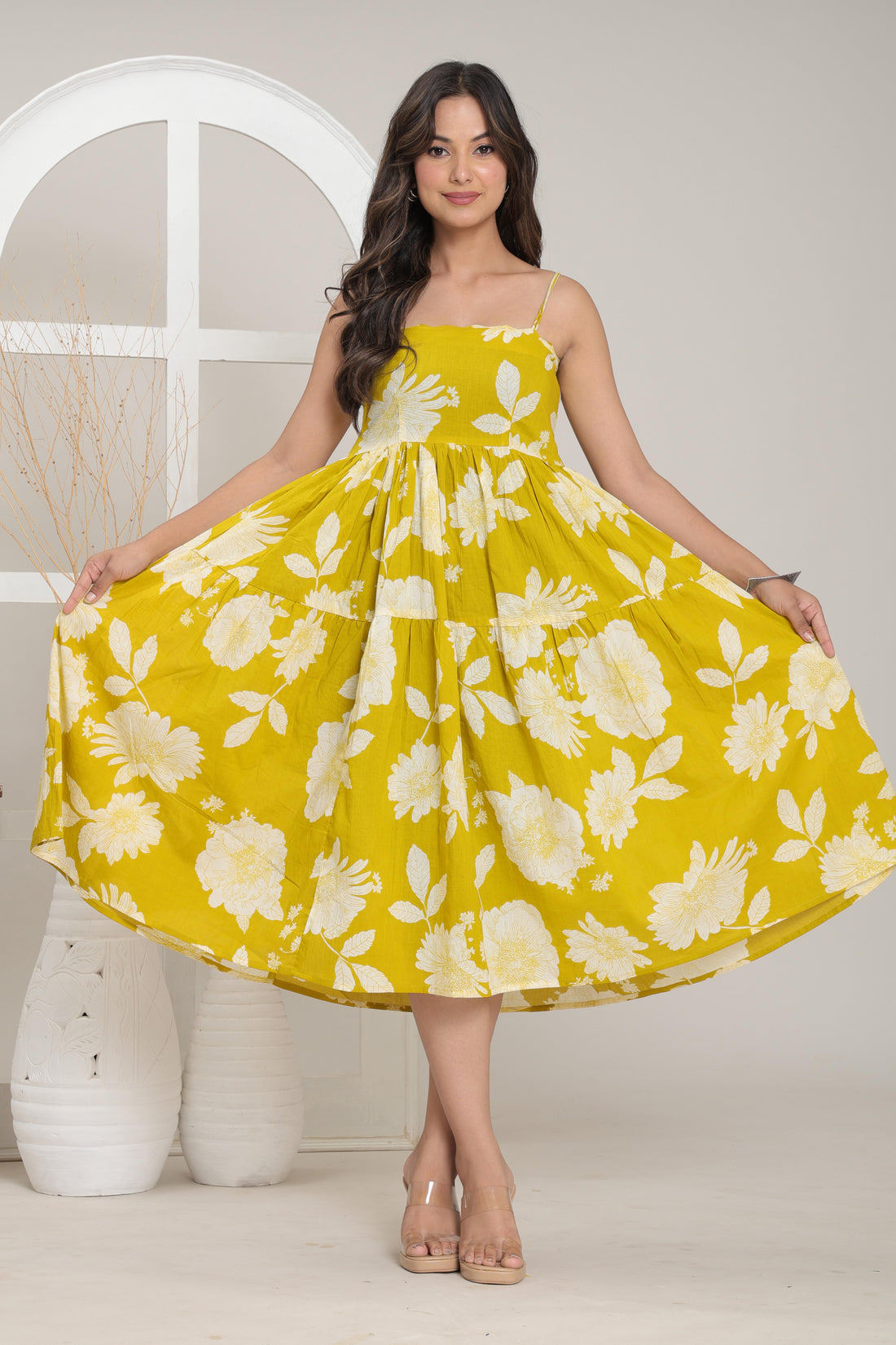 Sunny Bloom Tiered Midi Dress By Ruii Fashion