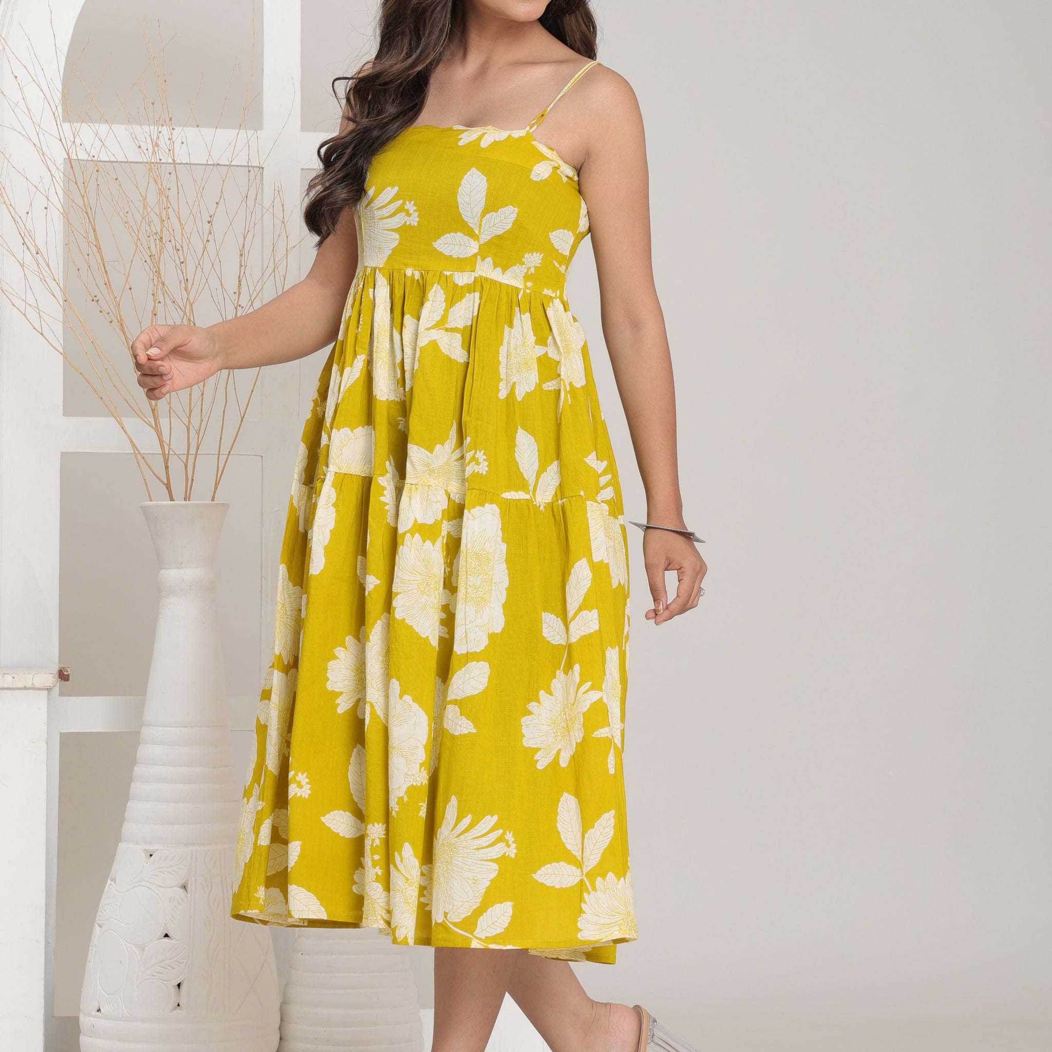 Sunny Bloom Tiered Midi Dress By Ruii Fashion