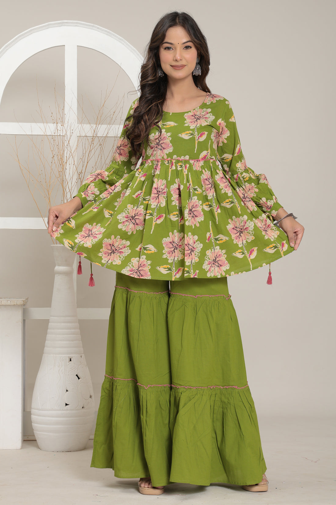 Blossom Olive Peplum Set
