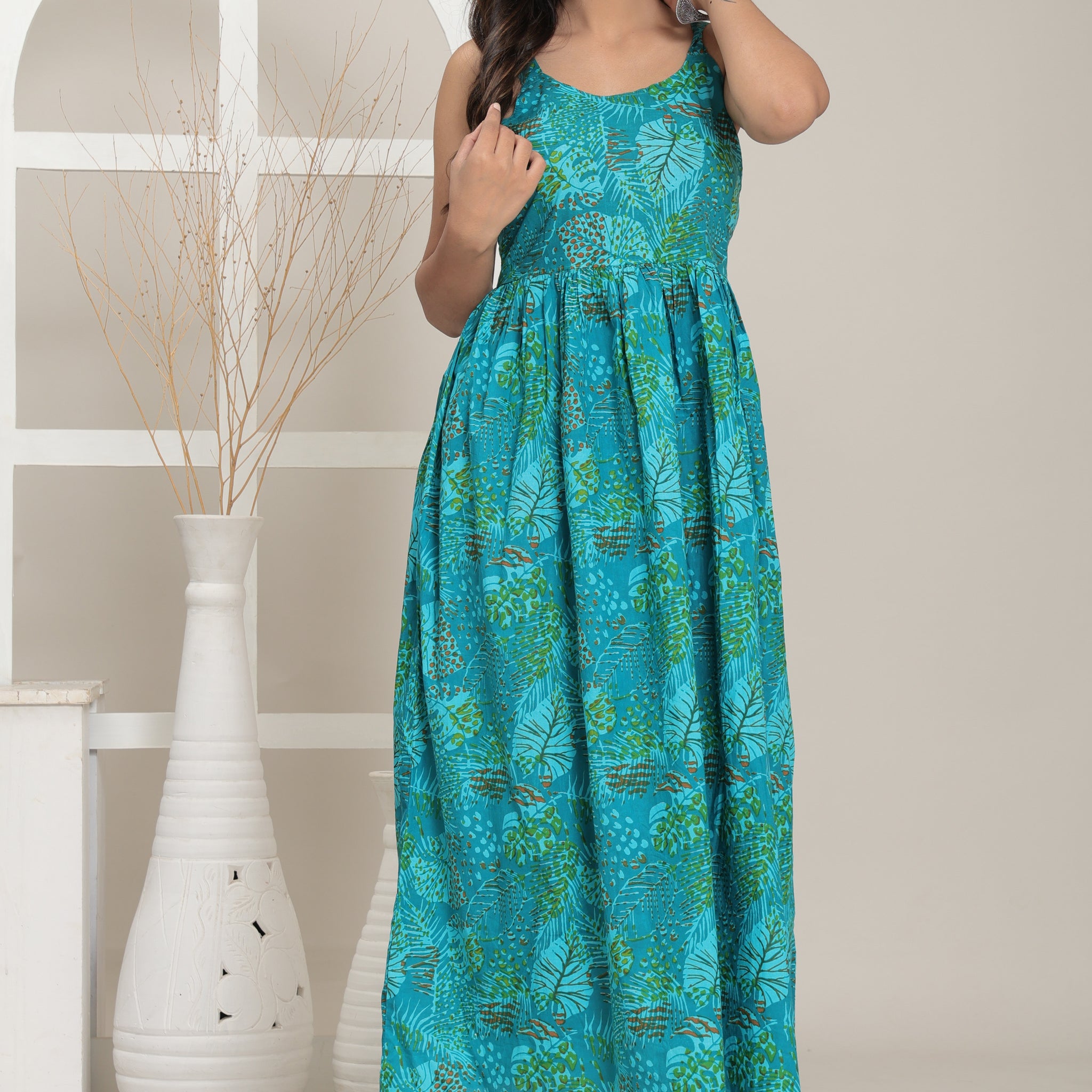 Tropical Teal Breeze Dress | Ruii Fashion