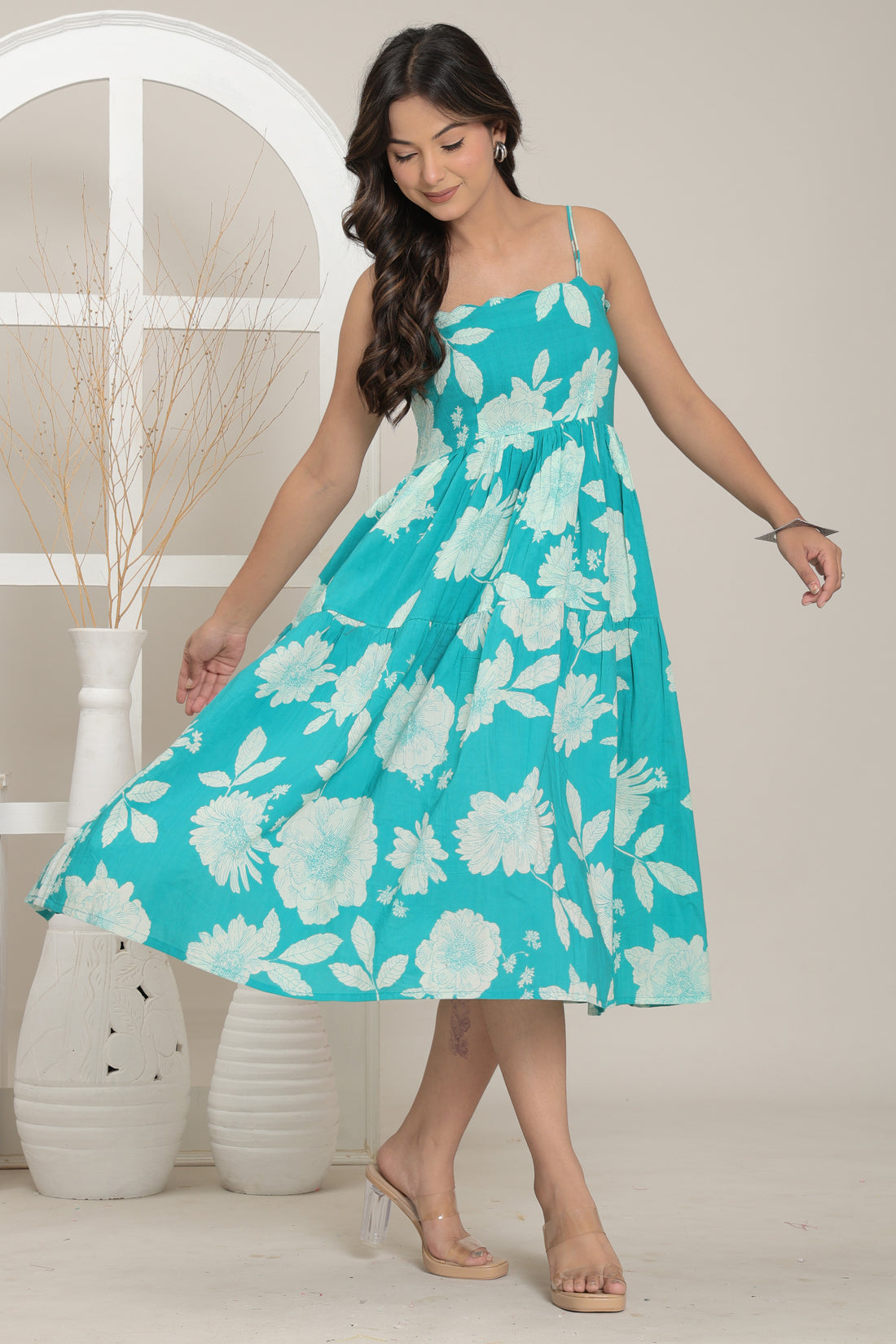 Aqua Bloom Summer Dress