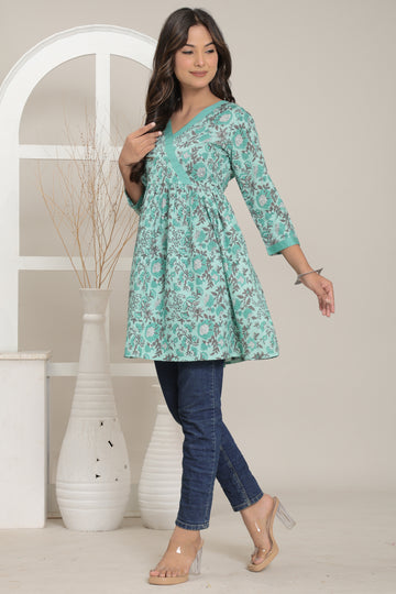 Mint Meadow Flared Kurti - Ruii Fashion