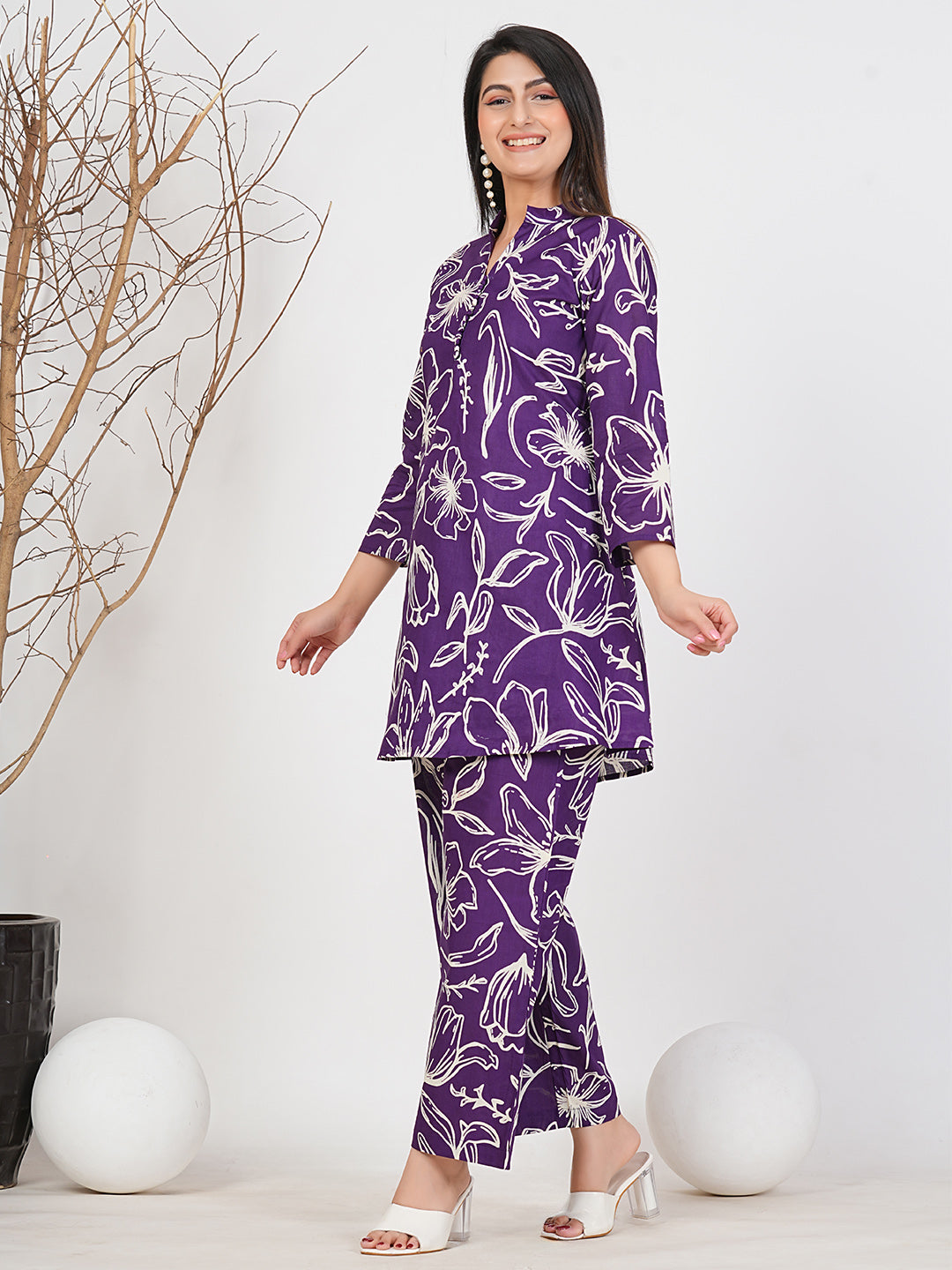 Stunning Purple Floral Elegance - Ruii Fashion