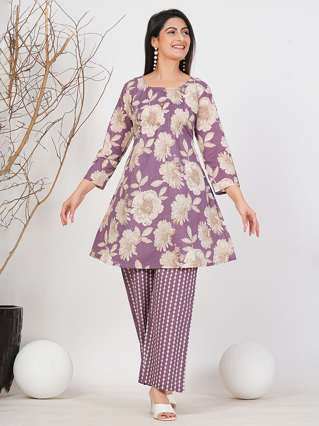 Elegant Lavender Floral Co-ord Set by Ruii Fashions – Effortless Grace for Every Occasion