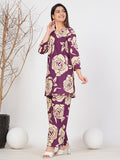 Purple Cotton Floral Co-Ord Set for Women - Ruii Fashon