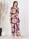 Purple Cotton Floral Co-Ord Set for Women - Ruii Fashon
