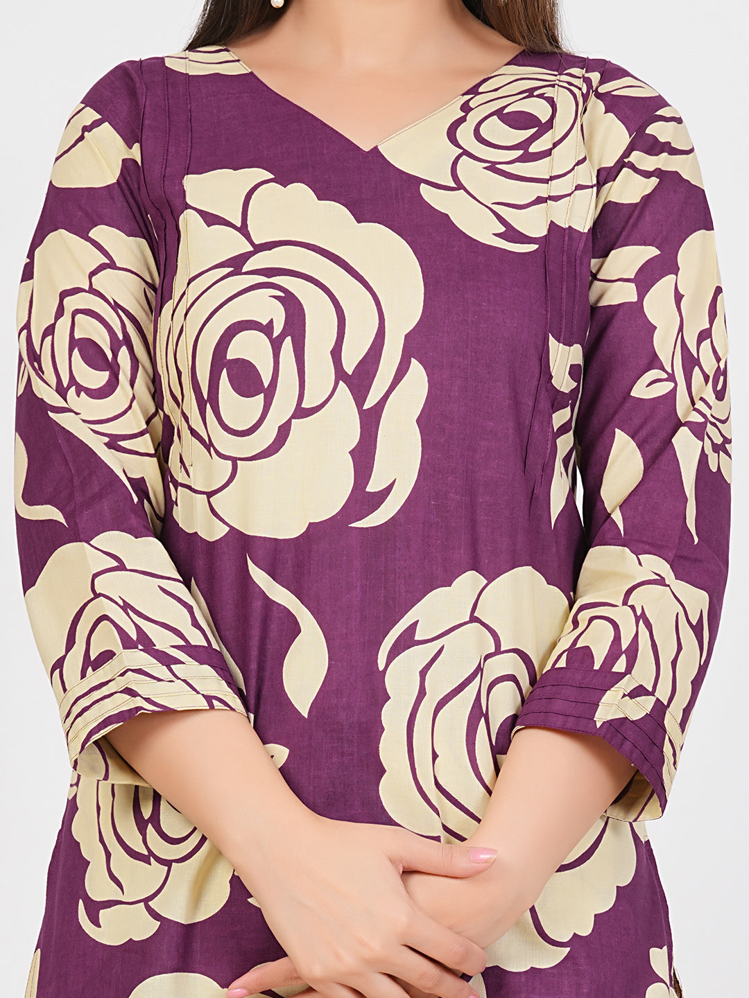 Purple Cotton Floral Co-Ord Set for Women - Ruii Fashon