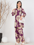 Purple Cotton Floral Co-Ord Set for Women - Ruii Fashon